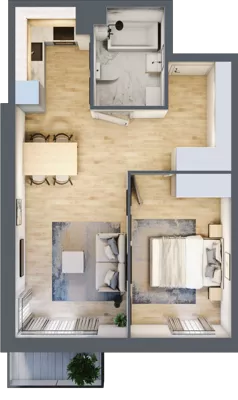 2 pokoje, mieszkanie 43,05 m², piętro 1, oferta nr C.9, Osiedle Maureska, Toruń, Wrzosy, JAR, ul. Konrada Grasera 2 / Strobanda 6