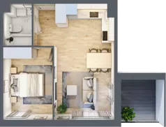 2 pokoje, mieszkanie 37,82 m², piętro 1, oferta nr C.36, Osiedle Maureska, Toruń, Wrzosy, JAR, ul. Konrada Grasera 2 / Strobanda 6