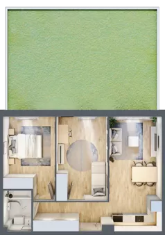 3 pokoje, mieszkanie 54,67 m², parter, oferta nr C.24, Osiedle Maureska, Toruń, Wrzosy, JAR, ul. Konrada Grasera 2 / Strobanda 6