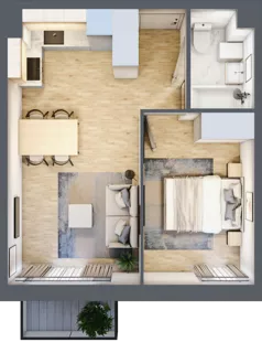 2 pokoje, mieszkanie 35,20 m², piętro 3, oferta nr C.16, Osiedle Maureska, Toruń, Wrzosy, JAR, ul. Konrada Grasera 2 / Strobanda 6