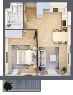 2 pokoje, mieszkanie 35,44 m², piętro 3, oferta nr C.54, Osiedle Maureska, Toruń, Wrzosy, JAR, ul. Konrada Grasera 2 / Strobanda 6