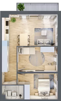 3 pokoje, mieszkanie 55,20 m², piętro 3, oferta nr C.19, Osiedle Maureska, Toruń, Wrzosy, JAR, ul. Konrada Grasera 2 / Strobanda 6