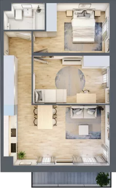 3 pokoje, mieszkanie 55,18 m², piętro 1, oferta nr D.7, Osiedle Maureska, Toruń, Wrzosy, JAR, ul. Konrada Grasera 2 / Strobanda 6