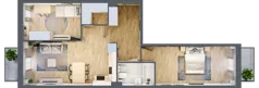 3 pokoje, mieszkanie 61,52 m², piętro 1, oferta nr D.5, Osiedle Maureska, Toruń, Wrzosy, JAR, ul. Konrada Grasera 2 / Strobanda 6