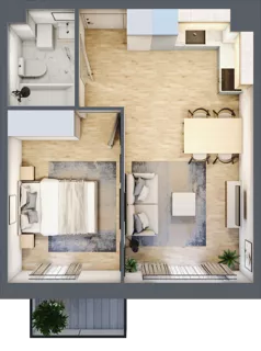 2 pokoje, mieszkanie 35,36 m², piętro 2, oferta nr D.35, Osiedle Maureska, Toruń, Wrzosy, JAR, ul. Konrada Grasera 2 / Strobanda 6