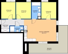 4 pokoje, mieszkanie 74,36 m², piętro 2, oferta nr 15, Apartamenty Kasprzaka, Olsztyn, Kościuszki, ul. Kasprzaka 1