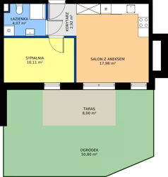 2 pokoje, mieszkanie 35,08 m², parter, oferta nr 4, Apartamenty Kasprzaka, Olsztyn, Kościuszki, ul. Kasprzaka 1