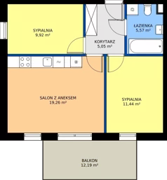 3 pokoje, mieszkanie 50,24 m², piętro 2, oferta nr 12, Apartamenty Kasprzaka, Olsztyn, Kościuszki, ul. Kasprzaka 1