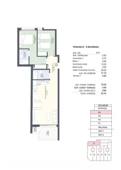 3 pokoje, mieszkanie 57,35 m², piętro 4, oferta nr 4G, Avda. de las Habaneras, Torrevieja, Av. de las Habaneras