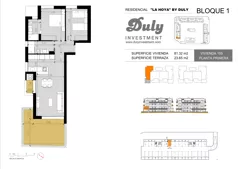 3 pokoje, apartament 81,32 m², piętro 1, oferta nr 105, LA HOYA BY DULY, Torrevieja, c. Lagos de Covadonga