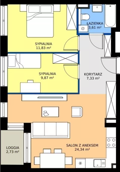 3 pokoje, mieszkanie 56,98 m², piętro 1, oferta nr M19B, Leśne Tarasy III B, Zalasewo, ul. Jana Heweliusza
