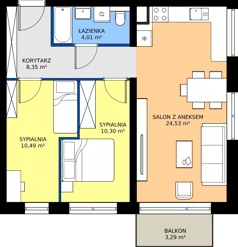 3 pokoje, mieszkanie 57,68 m², piętro 1, oferta nr M12B, Leśne Tarasy III B, Zalasewo, ul. Jana Heweliusza