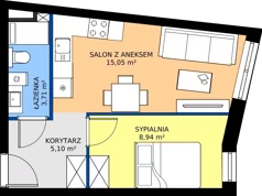 2 pokoje, mieszkanie 32,80 m², piętro 1, oferta nr M16B, Leśne Tarasy III B, Zalasewo, ul. Jana Heweliusza