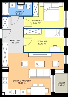 3 pokoje, mieszkanie 57,42 m², piętro 1, oferta nr M14B, Leśne Tarasy III B, Zalasewo, ul. Jana Heweliusza