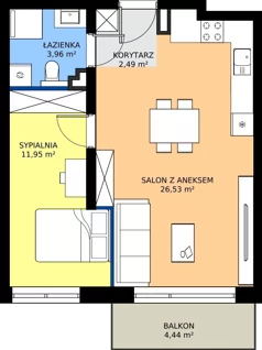 2 pokoje, mieszkanie 44,93 m², piętro 1, oferta nr M11B, Leśne Tarasy III B, Zalasewo, ul. Jana Heweliusza