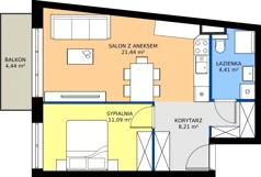 2 pokoje, mieszkanie 45,15 m², piętro 1, oferta nr M17B, Leśne Tarasy III B, Zalasewo, ul. Jana Heweliusza