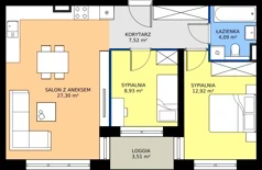 3 pokoje, mieszkanie 60,76 m², piętro 1, oferta nr M18B, Leśne Tarasy III B, Zalasewo, ul. Jana Heweliusza