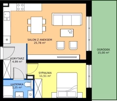 2 pokoje, mieszkanie 45,55 m², piętro 1, oferta nr M13B, Leśne Tarasy III B, Zalasewo, ul. Jana Heweliusza