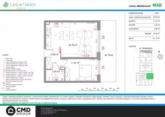 2 pokoje, mieszkanie 45,55 m², piętro 1, oferta nr M13B, Leśne Tarasy III B, Zalasewo, ul. Jana Heweliusza