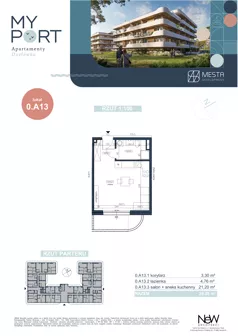 1 pokój, apartament 29,26 m², piętro 1, oferta nr 0.A13, MyPort Apartamenty Darłówko, Darłowo, ul. Nadmorska