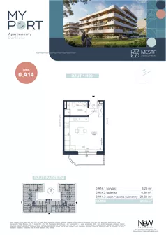 1 pokój, apartament 29,36 m², piętro 1, oferta nr 0.A14, MyPort Apartamenty Darłówko, Darłowo, ul. Nadmorska