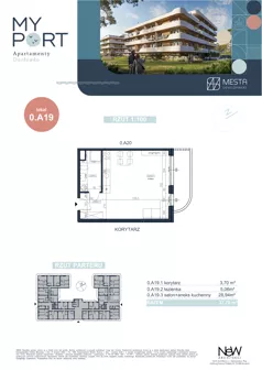 1 pokój, apartament 37,70 m², piętro 1, oferta nr 0.A19, MyPort Apartamenty Darłówko, Darłowo, ul. Nadmorska