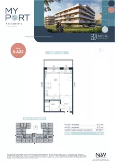 1 pokój, apartament 37,04 m², piętro 1, oferta nr 0.A22, MyPort Apartamenty Darłówko, Darłowo, ul. Nadmorska