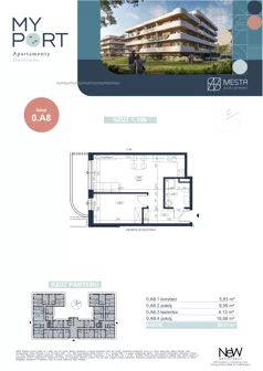 2 pokoje, apartament 39,23 m², piętro 1, oferta nr 0.A8, MyPort Apartamenty Darłówko, Darłowo, ul. Nadmorska