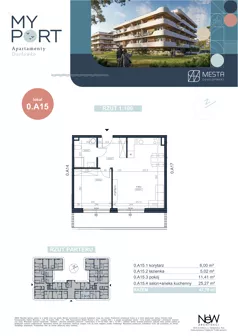 2 pokoje, apartament 47,70 m², piętro 1, oferta nr 0.A15, MyPort Apartamenty Darłówko, Darłowo, ul. Nadmorska