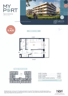 2 pokoje, apartament 37,86 m², piętro 1, oferta nr 0.A20, MyPort Apartamenty Darłówko, Darłowo, ul. Nadmorska