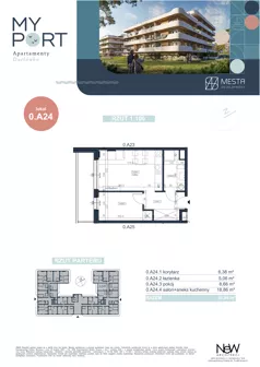 2 pokoje, apartament 36,96 m², piętro 1, oferta nr 0.A24, MyPort Apartamenty Darłówko, Darłowo, ul. Nadmorska