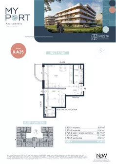 2 pokoje, apartament 47,89 m², piętro 1, oferta nr 0.A25, MyPort Apartamenty Darłówko, Darłowo, ul. Nadmorska