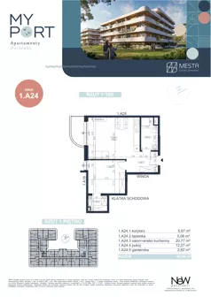2 pokoje, apartament 46,89 m², piętro 2, oferta nr 1.A24, MyPort Apartamenty Darłówko, Darłowo, ul. Nadmorska