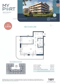 2 pokoje, apartament 51,41 m², piętro 3, oferta nr 2.A10, MyPort Apartamenty Darłówko, Darłowo, ul. Nadmorska