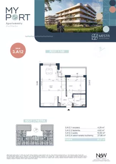 2 pokoje, apartament 56,27 m², piętro 4, oferta nr 3.A12, MyPort Apartamenty Darłówko, Darłowo, ul. Nadmorska