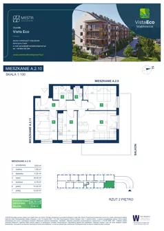 3 pokoje, mieszkanie 64,70 m², piętro 2, oferta nr A.2.10, Vista Eco, Wrocław, Leśnica, Stabłowice, ul. Łomnicka