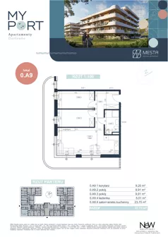 3 pokoje, apartament 57,73 m², piętro 1, oferta nr 0.A9, MyPort Apartamenty Darłówko, Darłowo, ul. Nadmorska