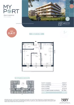 3 pokoje, apartament 50,99 m², parter, oferta nr 0.A17, MyPort Apartamenty Darłówko, Darłowo, ul. Nadmorska