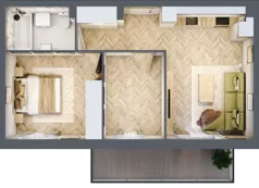 3 pokoje, mieszkanie 51,40 m², piętro 2, oferta nr A.2.1, Vista Eco, Wrocław, Leśnica, Stabłowice, ul. Łomnicka