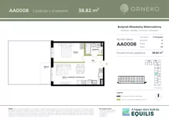 2 pokoje, mieszkanie 38,83 m², parter, oferta nr AA0008, Orneko, Warszawa, Białołęka, ul. Cieślewskich / Ornecka