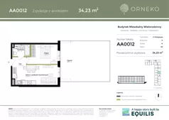 2 pokoje, mieszkanie 34,23 m², parter, oferta nr AA0012, Orneko, Warszawa, Białołęka, ul. Cieślewskich / Ornecka