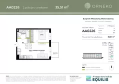 2 pokoje, mieszkanie 35,51 m², piętro 2, oferta nr AA0226, Orneko, Warszawa, Białołęka, ul. Cieślewskich / Ornecka