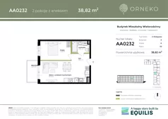 2 pokoje, mieszkanie 38,83 m², piętro 2, oferta nr AA0232, Orneko, Warszawa, Białołęka, ul. Cieślewskich / Ornecka