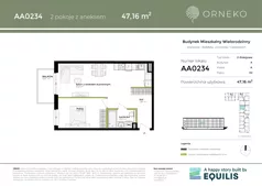 2 pokoje, mieszkanie 47,16 m², piętro 2, oferta nr AA0234, Orneko, Warszawa, Białołęka, ul. Cieślewskich / Ornecka