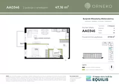 2 pokoje, mieszkanie 47,16 m², piętro 3, oferta nr AA0346, Orneko, Warszawa, Białołęka, ul. Cieślewskich / Ornecka