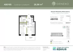 2 pokoje, mieszkanie 26,98 m², piętro 1, oferta nr AC0195, Orneko, Warszawa, Białołęka, ul. Cieślewskich / Ornecka