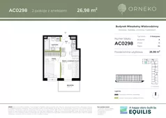2 pokoje, mieszkanie 26,98 m², piętro 2, oferta nr AC0298, Orneko, Warszawa, Białołęka, ul. Cieślewskich / Ornecka