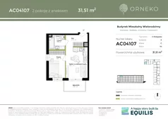 2 pokoje, mieszkanie 31,53 m², piętro 4, oferta nr AC04107, Orneko, Warszawa, Białołęka, ul. Cieślewskich / Ornecka