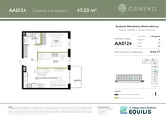 3 pokoje, mieszkanie 47,64 m², piętro 1, oferta nr AA0124, Orneko, Warszawa, Białołęka, ul. Cieślewskich / Ornecka