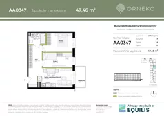 3 pokoje, mieszkanie 47,46 m², piętro 3, oferta nr AA0347, Orneko, Warszawa, Białołęka, ul. Cieślewskich / Ornecka